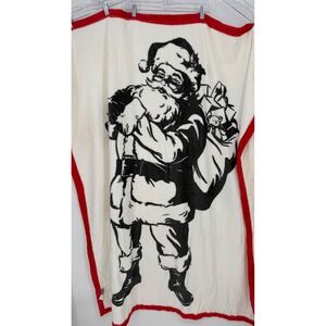 Hallmark Christmas Santa Claus Plush Throw Blanket Red White Black 50x60 Holiday
